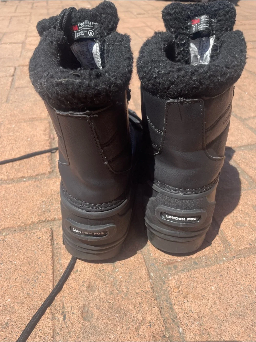 London Fog Black Winter Ankle Boots with Fleece Collar